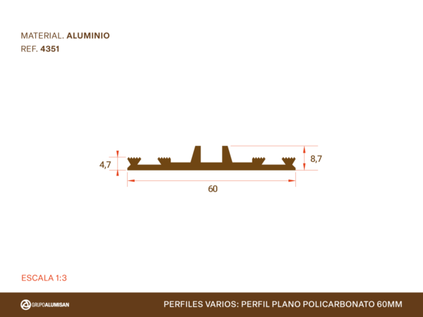 Perfil Aluminio para Policarbonato