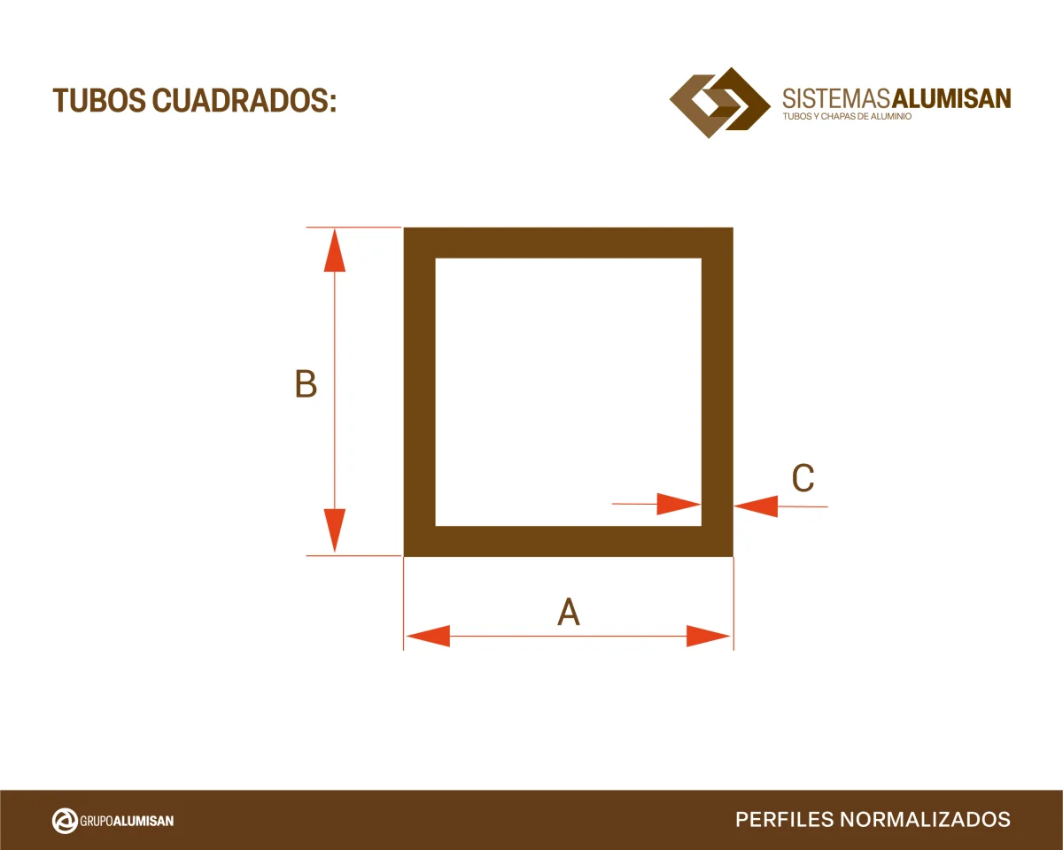 Tubo Cuadrado Aluminio