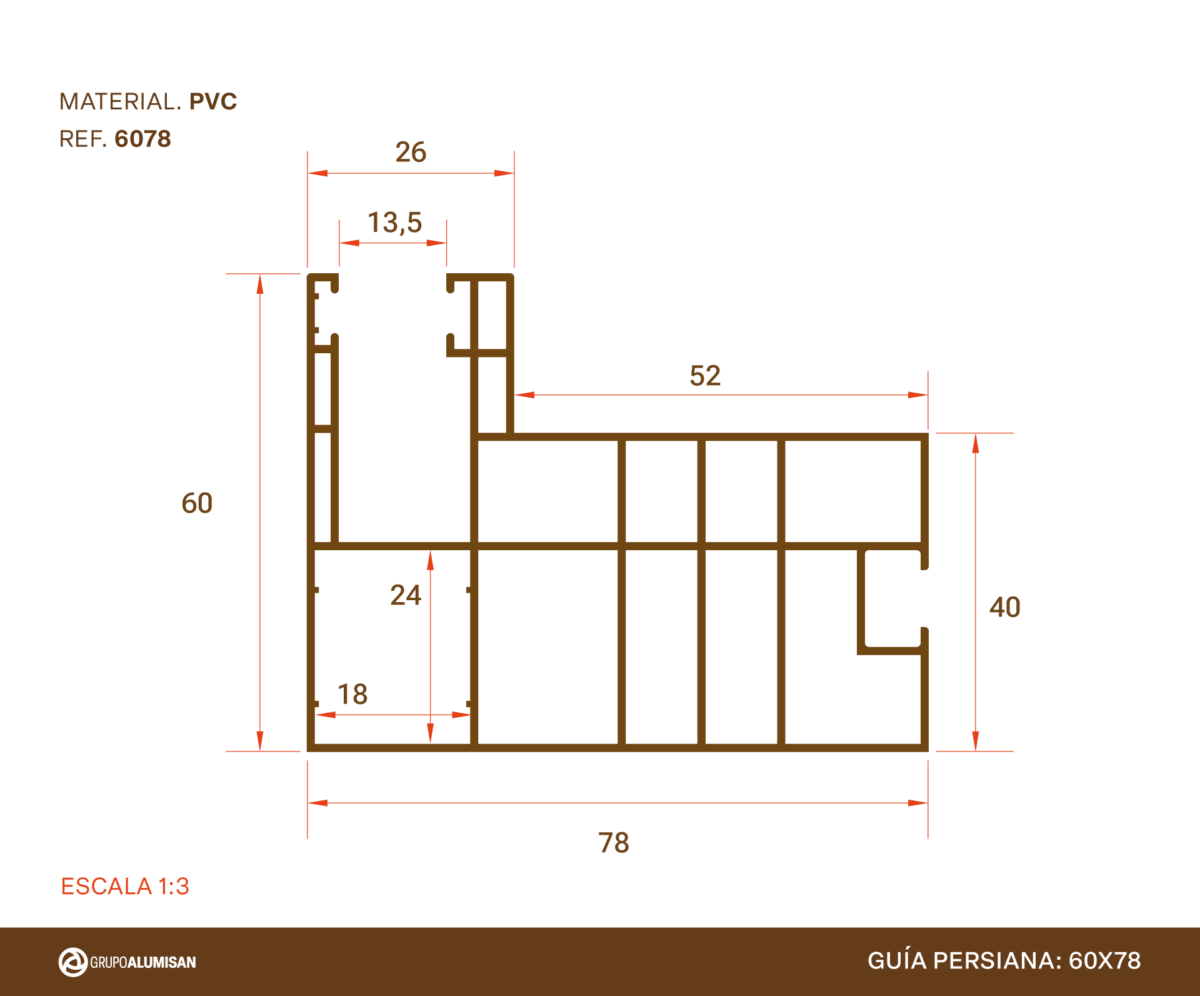 Guía pvc 60x78