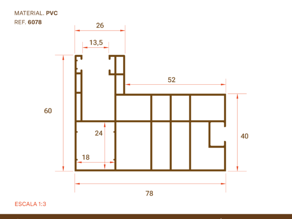 Guía pvc 60x78